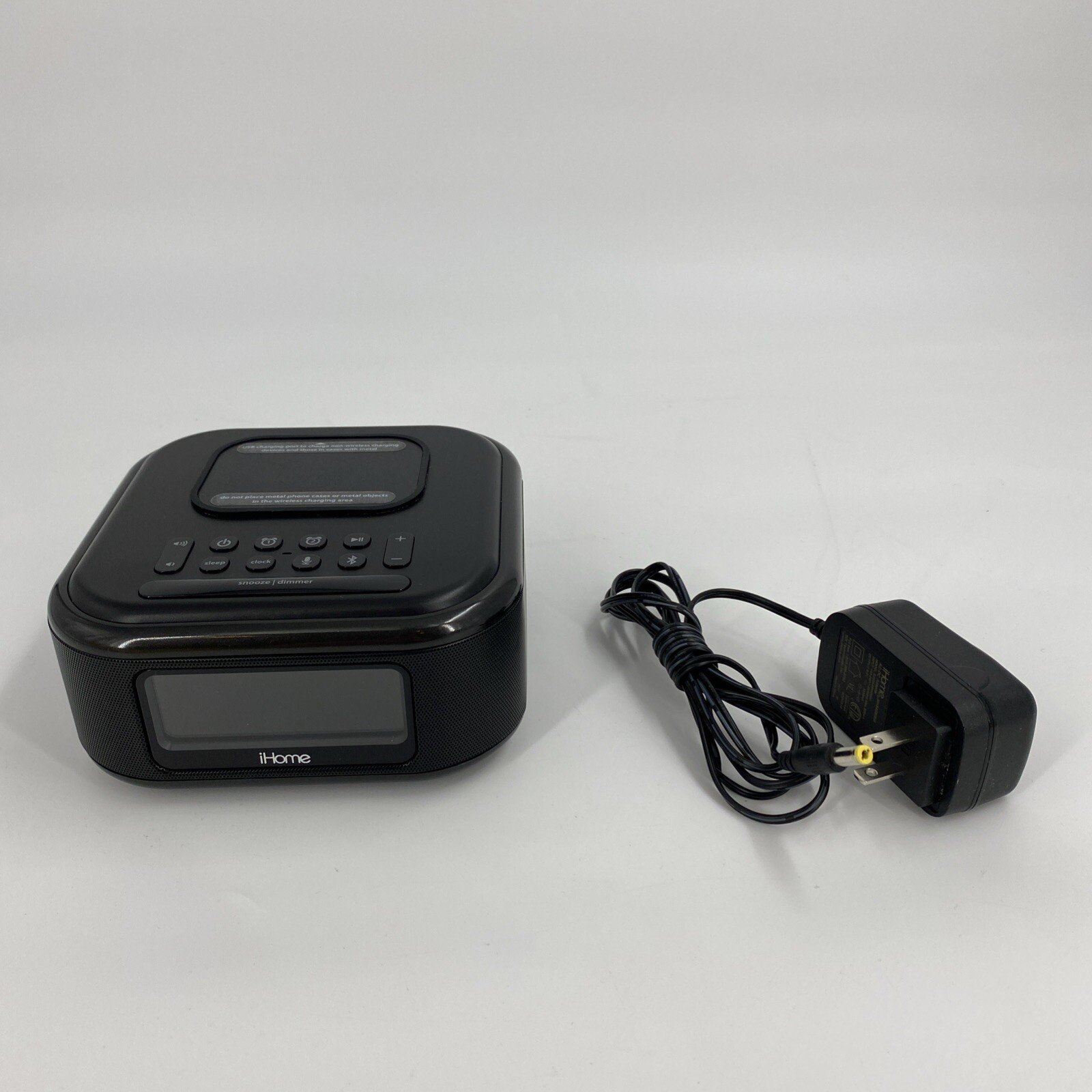 iHome iBTW23 Wireless Charging Bluetooth Alarm Clock with Speakerphone USB Works