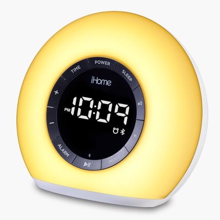 iHome Sunrise Alarm Clock Radio with Bluetooth Speaker, Color Changing Lamp, and USB Charging (iBT32)