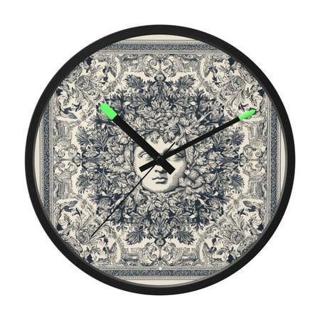 Indoor 12' Voice-Activated Luminous Decoration Wall Clock With LED Night Light Intricate Vintage Pattern