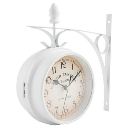 Iron Round Wall Hanging Double Sided Two Retro Station Clock Round Chandelier Wall Hanging Clock Home Decor