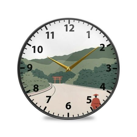 Japanese Samurai Wall Clock Modern Decor Acrylic Clock Golden Hands 9.5in