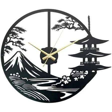 Japanese Wall Clock - Unique Samurai Art Decor, 15x13x1.4 Inches, Black, Durable and Water-Resistant