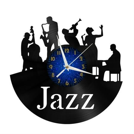 Jazz band Vinyl Record Wall Clock for Kitchen Wall Decor Wall Art Gift for Lover Gift Idea for a Best Friend(B)