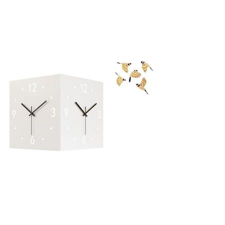jicheng Modern Square Metal Clock and Wooden Bird Wall Art Decorative Silent Ornament for Restaurant Shop Hotel Office Bedroom Housewarming Gift