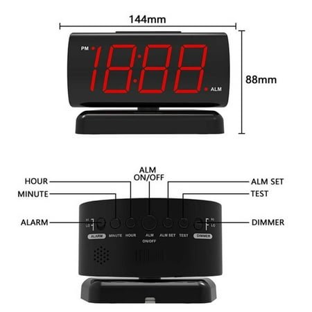 Jombo 1.8-Inch LED Digital Clock with 90° Rotation - Red Display Screen, Adjustable Angle, Modern Desk Alarm Clock