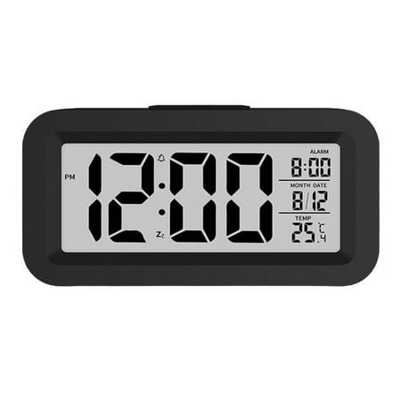 KDJ Digital LCD Alarm Clock with Calendar Thermometer for Desk Travel Office decor