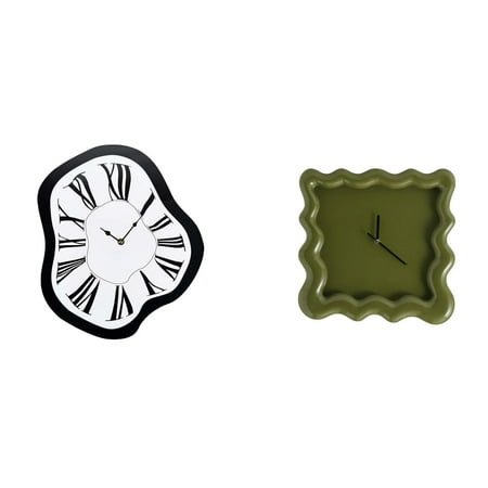 Kuntesetty Acrylic Distorted Square Wall Clock Unique Creative Melting Luxury Silent Accurate Ornament for Desktop Shop Bathroom Farmhouse Classroom Kitchen Study