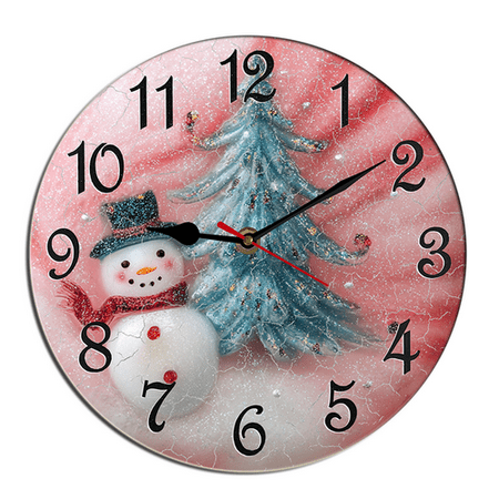 Kurmntregon Christmas Wall Clock Snowman Christmas Tree Winter Xmas Present Silent Non Ticking Battery Operated Rustic Farmhouse Clocks Decorative For Living Room Bedroom Office Round 10