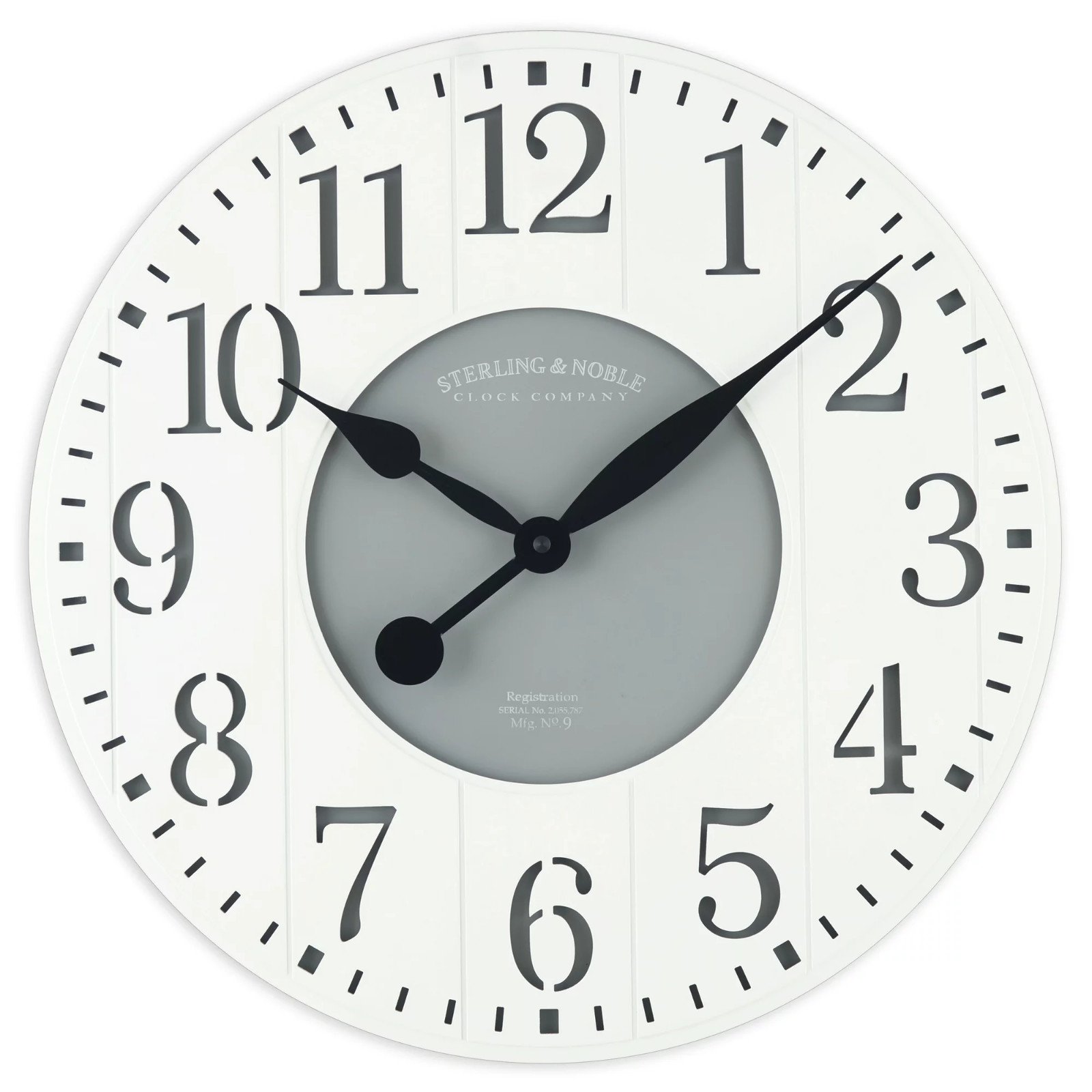 Large White, Rich Grey & Silver 24" Oversized Wall Clock , Quartz Movement -NEW
