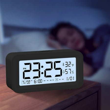 LED Digital Alarm Clock with Snooze - 12/24H Display, Countdown Timer, Stereo Numbers - White/Pink/Purple/Blue - 5.51 x 2.75 x 1.77 - Battery Powered (3x AA Required)