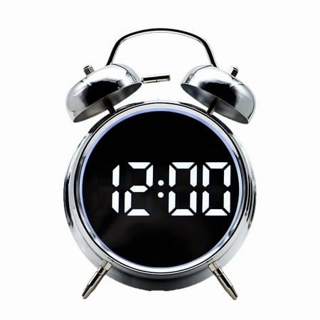 Loud Alarm Clock for Heavy Sleepers Adults, Teens,Kids,Cute Retro Metal,Old Fashioned with Twin Bells,Battery Operated or Plug in,Small Digital Desk Clock