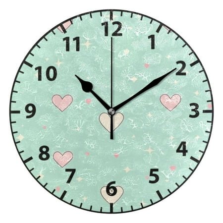 Love Pattern Wall Clock Modern Small Clock Black Hands for Office, Home, Bedroom,School 9.84in