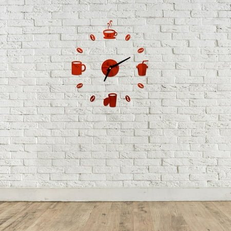 Luxshiny Large Red Acrylic Frameless Wall Clock Decorative Modern Silent Movement for Office and Living Room