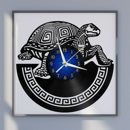 Millennium Turtle 12 Inch Vinyl Record Wall Clock - Silent, Creative, and Unique Clock for Living Room, Entryway, or Bedroom Decor - Perfect Gift Idea(12 inchs B without LED)