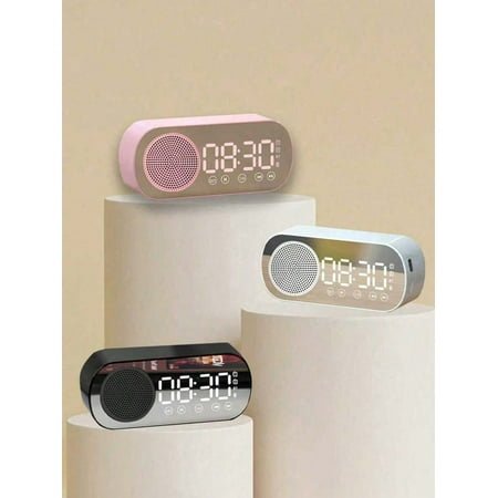 Mirror Digital Alarm Clock with Bluetooth Speaker & Subwoofer, Mini AI Smart Desktop Clock for Bedroom & Dorm Decor, LED Display Nightstand Clock, Back to School Gift for Students