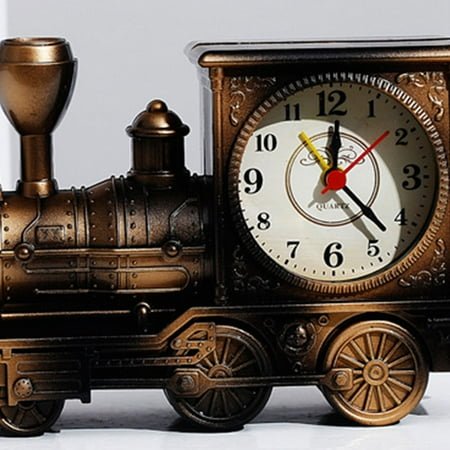 MLINS Railway Engine Alarm Clock Decorative Desktop Accents for Bedroom Living Room Coffee