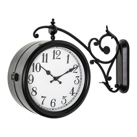 MODE HOME Double Sided Wall Clock, European Metal Vintage Wall Clock, Large Antique Corner Wall Clocks for Garden,Indoor,Outdoor,Living Room Decor
