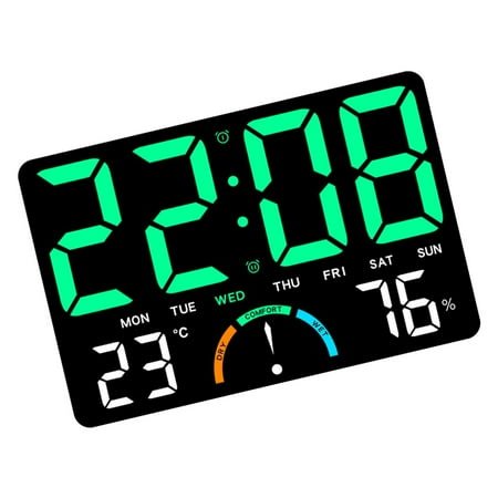 Modern Design Extra Large LED Wall Clock Temperature Humidities Display Alarm Function
