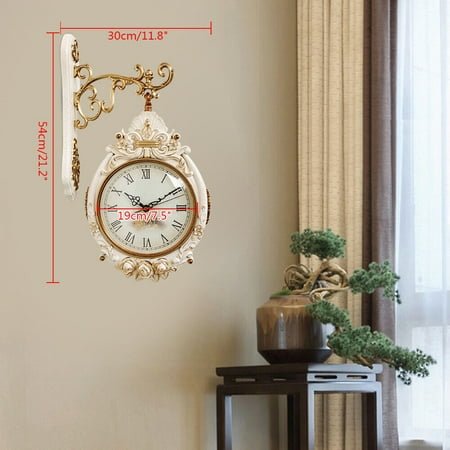 Modern Double-Sided Hanging Wall Clock with Quartz Movement, Cream Glass Dial and Metal Hands - Ideal for Kitchen, Living Room, Office, and More