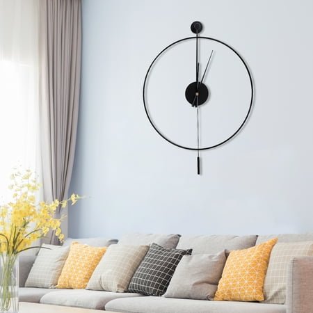 Modern Silent Wall Clock with Metal Pendulum, High-Quality Iron Frame, No Ticking Quartz Movement, Stylish Design for Home or Office