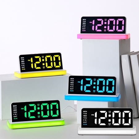 Msgweeeg Table Lamp Night Lights Table Decor Digital Wall Clock LED Digital Wall Clock with Large Display Alarm Clock with Digital Calendar Suitable for Living Room Bedroom Office Store