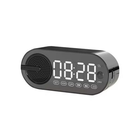 Music Alarm Clock with Personalized Music Ringtone Setting Function,Led Digital Clock with Bluetooth/TF Card,Dimmer,Rechargeable Battery Operated