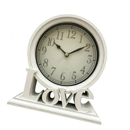 Necvior Stylish Quiet Movement Desktop Clock Love Letter Mantels Clock Decoration for Living Room Bedroom or Office Enhancing