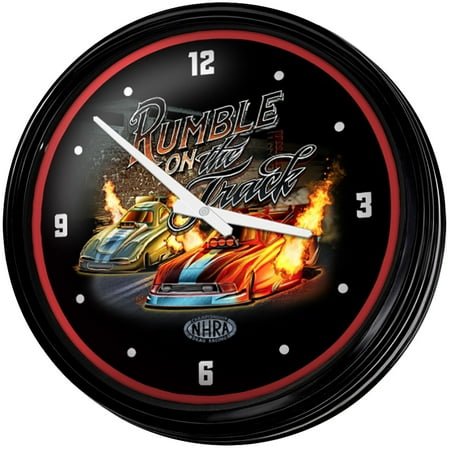 NHRA Rumble on the Track 18.75 Retro Lighted Wall Clock