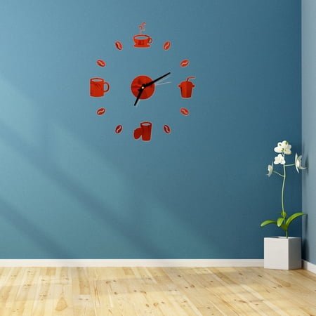 OATIPHO Red Acrylic Frameless Wall Clock Large Decorative Modern Art Clock for Office Classroom and Home