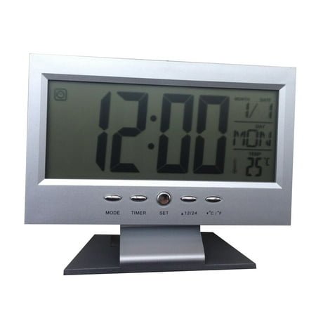 PAMINGONO 1Pcs Digital Backlight Clock With World Time Function And Alarm In Silver For Bedroom Use