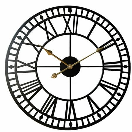 PTOOTP Retro Iron Wall Clock Black Silent Sweep Hands for Home Office Decor 1 Piece