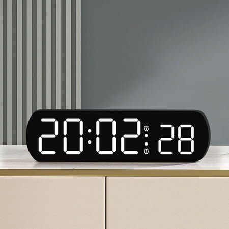 Qonioi Multifunctional LED Alarm Clock, Electronic Clock Temperature Humidity Display, Bedside Digital Clock, Jump Seconds Countdown Timer