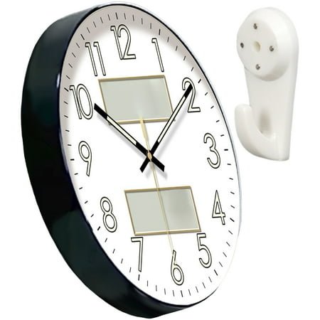 Quiet Battery Power Wall Clock with Glowing Feature Round Desigs with Temperatu