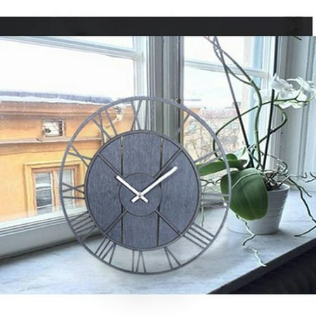 Raindrops European Style Wooden Wall Clock with Roman Numerals for Living Room Decor 13.7inch Round Black Clock