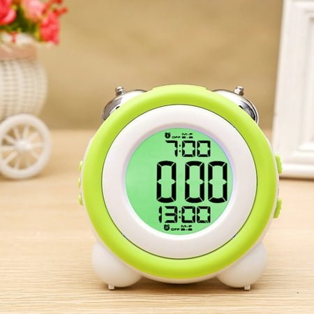 Raindrops Silent Alarm Clock Digital Mute Dual for Kids Clocks Child Green