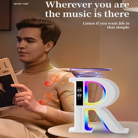 RGB Rhythm Light Bar Alarm Clock - Sunrise Wake-Up Light, Fast Wireless Charger, Dimmable