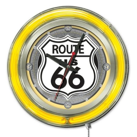 Route 66 15 Double Neon Wall Clock