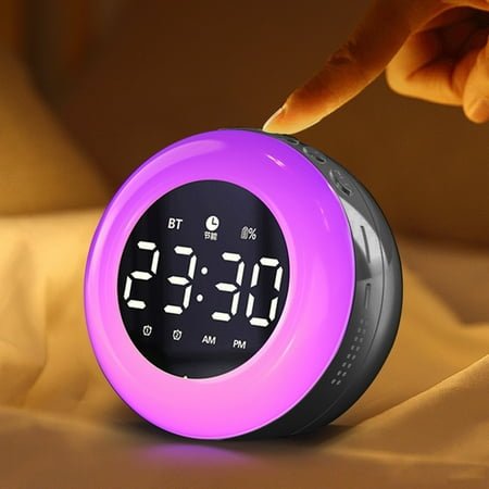 SDNall Digital Alarm Clock, Led Desk Light, Large Desk Calendar, Led Electronic Bedroom Alarm Clock 12/24 Hours Alarm Calendar Temperature Adjustable Brightness Colorful Big Screen Desk Clock