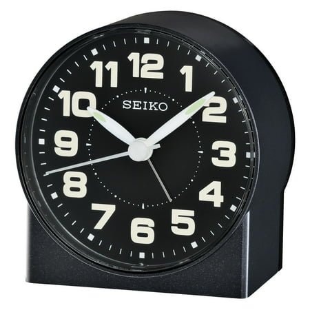 Seiko 3 Emerson Alarm Clock, Black, Beep, Traditional, Quartz, Analog, QHE084KLH