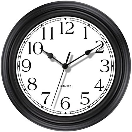 Silent Non-Ticking Round Classic Clock Retro Quartz Decorative Battery Operated Wall Clock for Living Room Kitchen Home Office (12 Inch, Black)