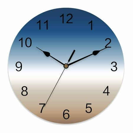 Silent Wall Clocks Battery Operated, Blue Khaki Retro Gradient Round Decorative Wall Clock for Living Room Bedroom Kitchen Bathroom Classroom Decor, 12 Inch Abstract Watercolor
