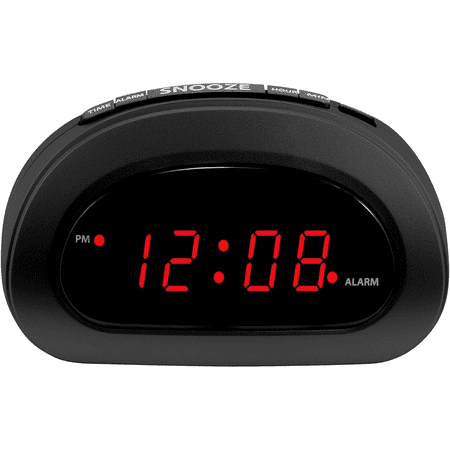 Small, Space-Saving Digital Alarm Clock – Compact Bedside Clock with Large Red LED Display, Easy Top Button Controls, Snooze, and Battery Backup – Perfect for Bedroom, Dorm, or Travel