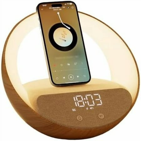 Smart Dock | 4-in-1 Wireless Charging Station | Clock | Bluetooth Speaker | Lamp | Wireless Charger for iPhone Samsung Android Phone | US Plug | Birthday Gift for Men Women Mum Dad