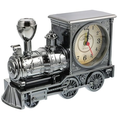 Soimiss Vintage Retro Train Clock Alarm Clock Grey 1Pcs