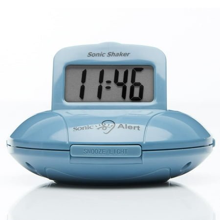 Sonic Alert - Sonic Shaker Super Loud Digital Alarm Clock for Heavy Sleepers, Portable Compact Design, Jade