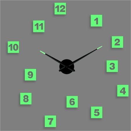 Square Arabic numerals DIY Simple and creative Different Luminous Frameless Wall Clock Decor Modern Design Gift - 27 inch