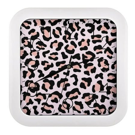 Square Clock 10.2in Easy To Hang Sweep Second Sound Light For Office Bedroom Living Room Classroom Dining Room Hanging Exotic Animal Pattern