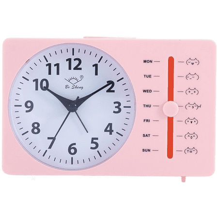 Square Quartz Alarm Clock Battery Operated with Silent Sweep Movement and Dual Analog Digital Display for Desk and Nightstand