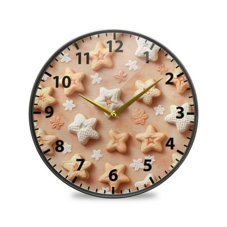 Star Pattern Design Wall Clock Modern Decor Acrylic Clock Golden Hands 9.5in