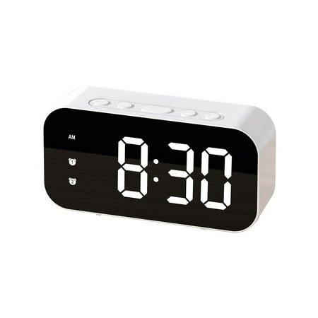Summer Fall Saving Led Electronic Alarm Clock Mirror Clock Student Plug-In-Use Small Alarm Clock Digital Clock Sound-Controlled Temperature Clock White Free Size
